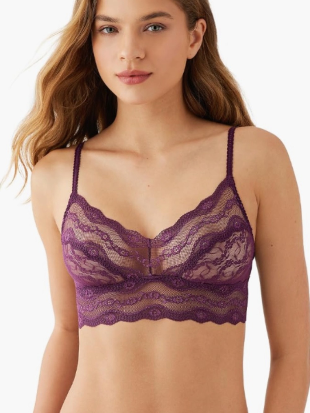 b.tempt'd by Wacoal Women's Lace Kiss Sheer Unlined Wire Free Bralette S 12151